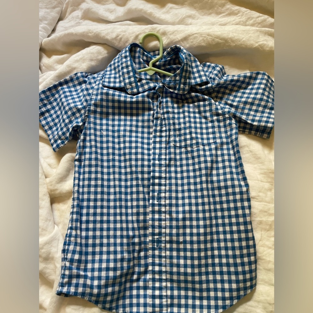 Boys cat and jack blue plaid button up S